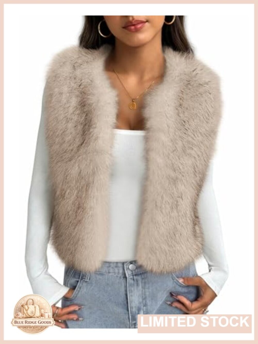 Faux Fur Vest Women Sleeveless Cropped Fuzzy Fall Winter Outerwear